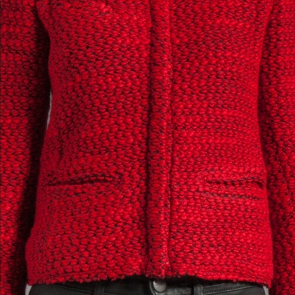 IRO Red Woven Tweed Cropped Sweater Jacket | Size 36 - Picture 3 of 7